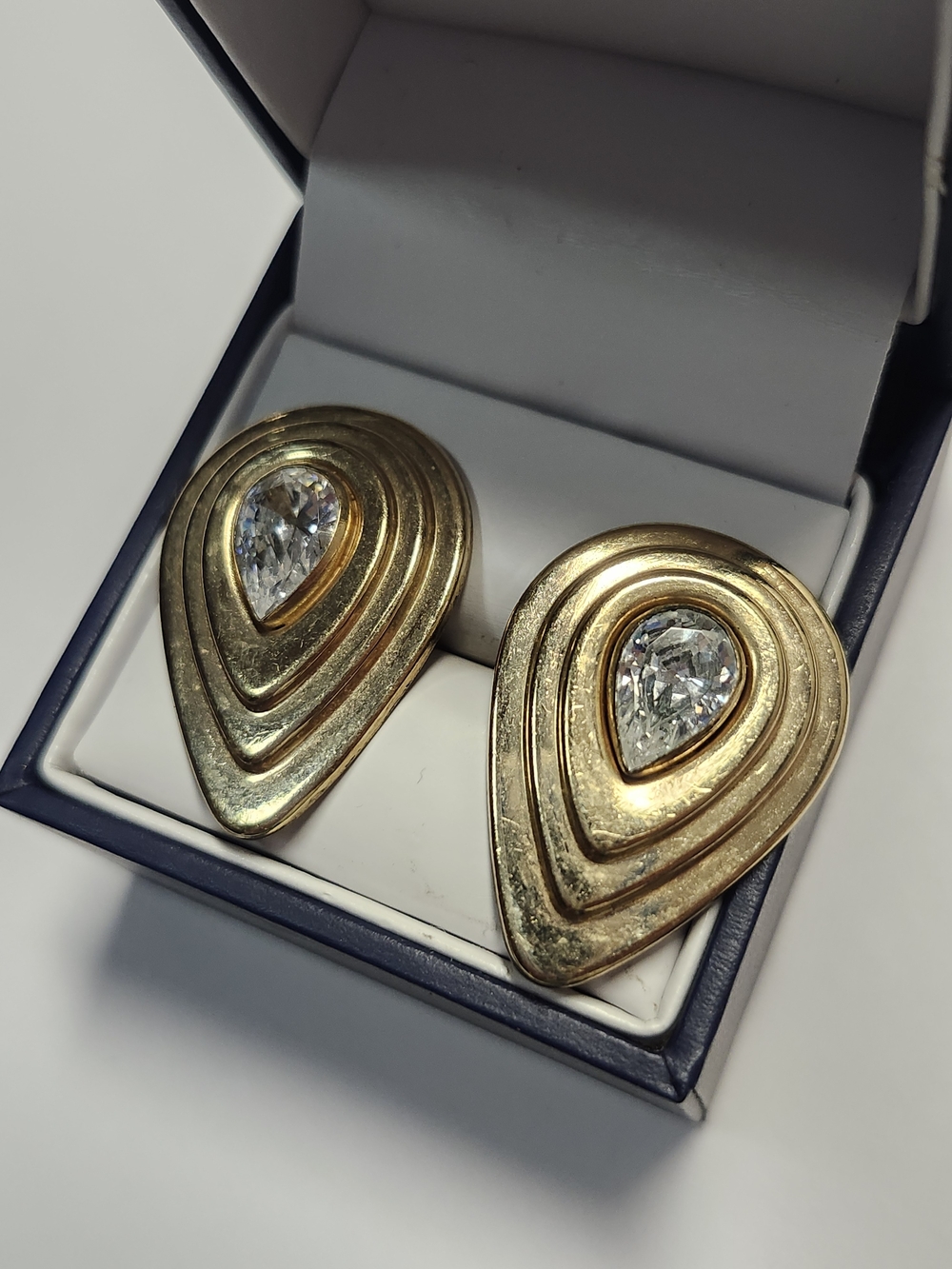 Carla 14K Gold Filled Vintage Statement Earrings Rhinestone